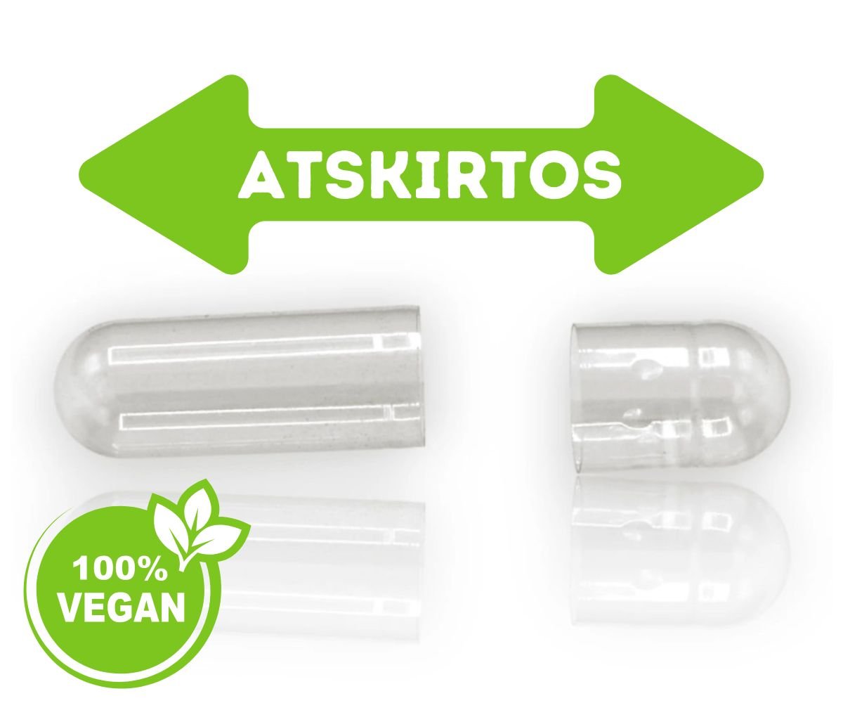 Veganiškos atskirotos tuščios kapsulės